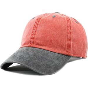 Unisex Red & Black 100% Cotton Pigment Adjustable Size Baseball Six Panel Cap